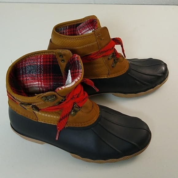 Maurices Shoes - MAURICES RAIN BOOTIES, RAIN SHOES WITH RED FLANNEL LINING 8